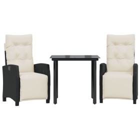 vidaXL 3-tlg. Garten-Essgruppe mit Kissen Schwarz Poly Rattan