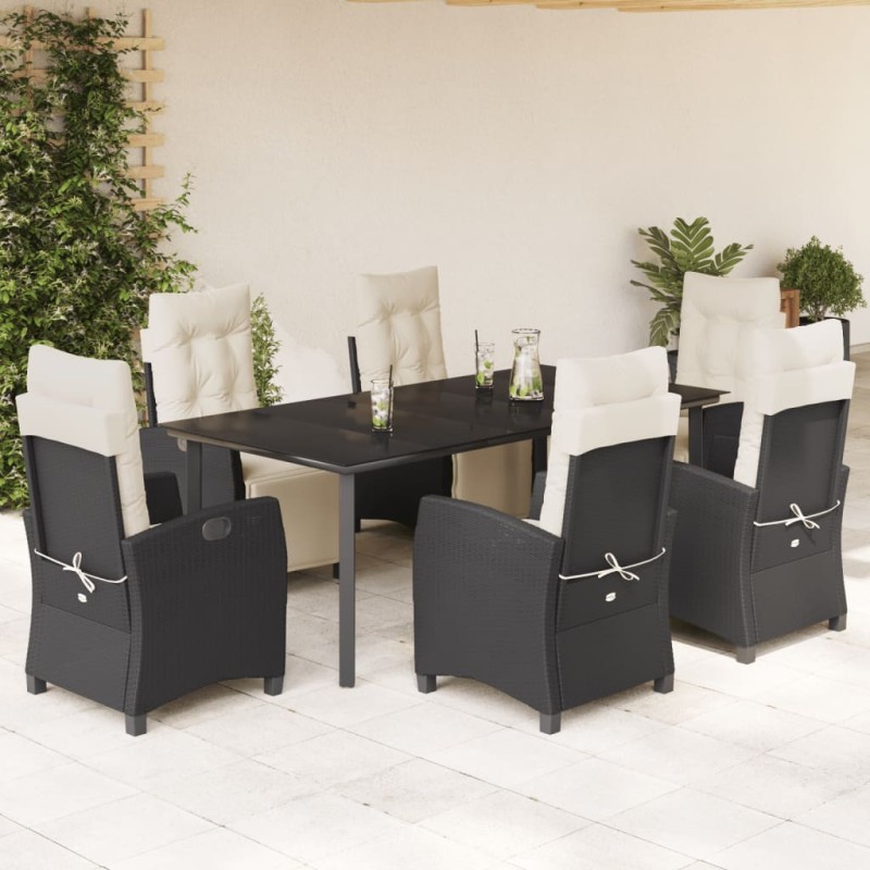 vidaXL 7-tlg. Garten-Essgruppe mit Kissen Schwarz Poly Rattan vidaXL 7-tlg. Garten-Essgruppe mit Kissen Schwarz Poly Rattan