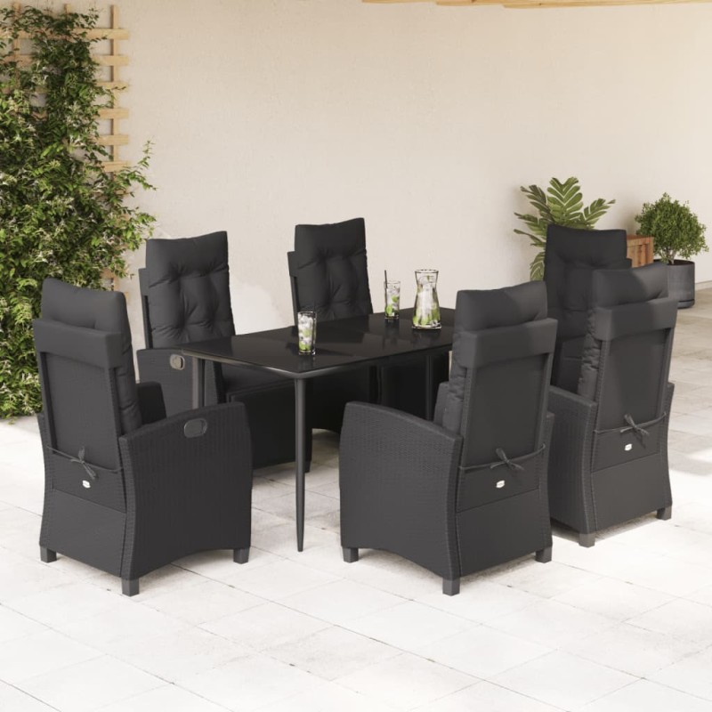 vidaXL 7-tlg. Garten-Essgruppe mit Kissen Schwarz Poly Rattan vidaXL 7-tlg. Garten-Essgruppe mit Kissen Schwarz Poly Rattan