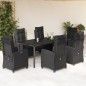 vidaXL 7-tlg. Garten-Essgruppe mit Kissen Schwarz Poly Rattan vidaXL 7-tlg. Garten-Essgruppe mit Kissen Schwarz Poly Rattan
