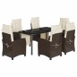 vidaXL 7-tlg. Garten-Essgruppe mit Kissen Braun Poly Rattan vidaXL 7-tlg. Garten-Essgruppe mit Kissen Braun Poly Rattan