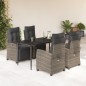 vidaXL 5-tlg. Garten-Essgruppe mit Kissen Grau Poly Rattan vidaXL 5-tlg. Garten-Essgruppe mit Kissen Grau Poly Rattan
