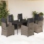 vidaXL 7-tlg. Garten-Essgruppe mit Kissen Grau Poly Rattan vidaXL 7-tlg. Garten-Essgruppe mit Kissen Grau Poly Rattan