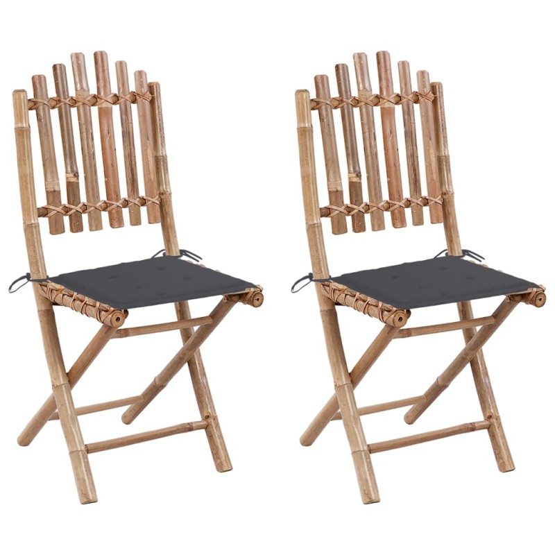 Klappbare Gartenstühle 2 Stk. mit Kissen Bambus Klappbare Gartenstühle 2 Stk. mit Kissen Bambus