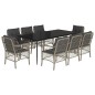 vidaXL 9-tlg. Garten-Essgruppe mit Kissen Hellgrau Poly Rattan vidaXL 9-tlg. Garten-Essgruppe mit Kissen Hellgrau Poly Rattan