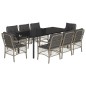 vidaXL 9-tlg. Garten-Essgruppe mit Kissen Hellgrau Poly Rattan vidaXL 9-tlg. Garten-Essgruppe mit Kissen Hellgrau Poly Rattan