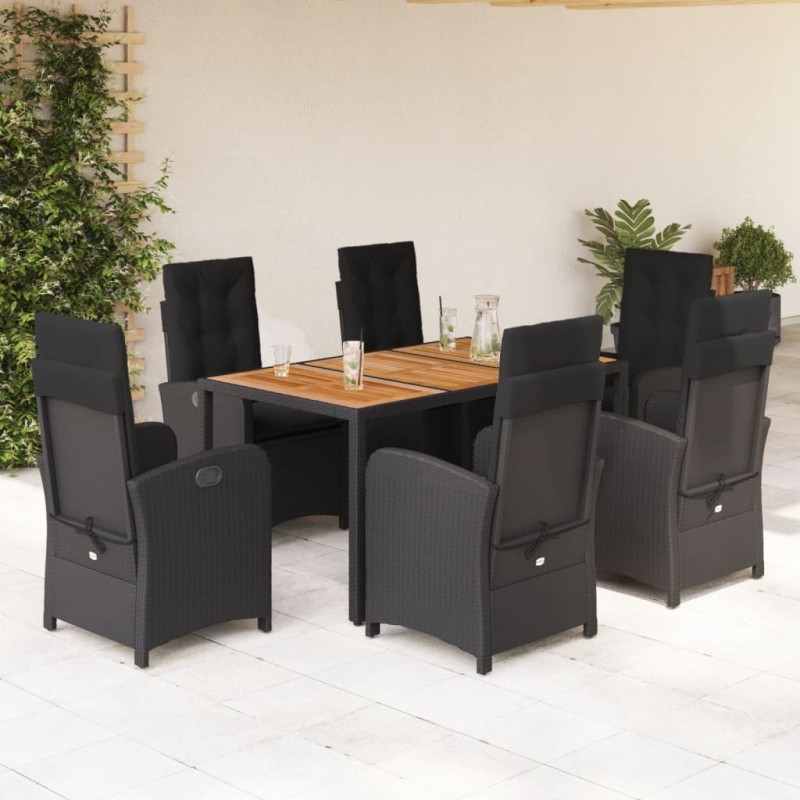 vidaXL 7-tlg. Garten-Essgruppe mit Kissen Schwarz Poly Rattan vidaXL 7-tlg. Garten-Essgruppe mit Kissen Schwarz Poly Rattan