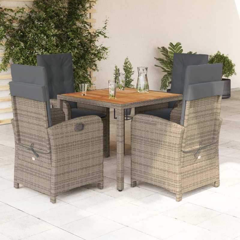 vidaXL 5-tlg. Garten-Essgruppe mit Kissen Grau Poly Rattan vidaXL 5-tlg. Garten-Essgruppe mit Kissen Grau Poly Rattan