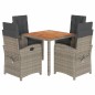 vidaXL 5-tlg. Garten-Essgruppe mit Kissen Grau Poly Rattan vidaXL 5-tlg. Garten-Essgruppe mit Kissen Grau Poly Rattan
