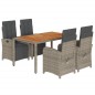 vidaXL 5-tlg. Garten-Essgruppe mit Kissen Grau Poly Rattan vidaXL 5-tlg. Garten-Essgruppe mit Kissen Grau Poly Rattan