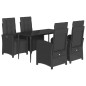 vidaXL 5-tlg. Garten-Essgruppe mit Kissen Schwarz Poly Rattan vidaXL 5-tlg. Garten-Essgruppe mit Kissen Schwarz Poly Rattan