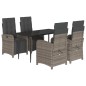 vidaXL 5-tlg. Garten-Essgruppe mit Kissen Grau Poly Rattan vidaXL 5-tlg. Garten-Essgruppe mit Kissen Grau Poly Rattan