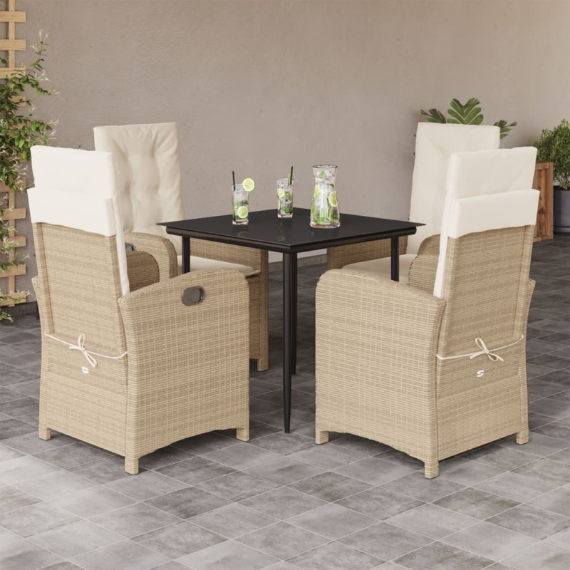 vidaXL 5-tlg. Garten-Essgruppe mit Kissen Beige Poly Rattan vidaXL 5-tlg. Garten-Essgruppe mit Kissen Beige Poly Rattan