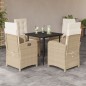 vidaXL 5-tlg. Garten-Essgruppe mit Kissen Beige Poly Rattan vidaXL 5-tlg. Garten-Essgruppe mit Kissen Beige Poly Rattan