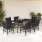 vidaXL 7-tlg. Garten-Essgruppe mit Kissen Schwarz Poly Rattan vidaXL 7-tlg. Garten-Essgruppe mit Kissen Schwarz Poly Rattan