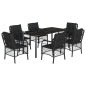 vidaXL 7-tlg. Garten-Essgruppe mit Kissen Schwarz Poly Rattan vidaXL 7-tlg. Garten-Essgruppe mit Kissen Schwarz Poly Rattan