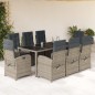 vidaXL 9-tlg. Garten-Essgruppe mit Kissen Grau Poly Rattan vidaXL 9-tlg. Garten-Essgruppe mit Kissen Grau Poly Rattan