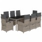 vidaXL 9-tlg. Garten-Essgruppe mit Kissen Grau Poly Rattan vidaXL 9-tlg. Garten-Essgruppe mit Kissen Grau Poly Rattan