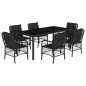 vidaXL 7-tlg. Garten-Essgruppe mit Kissen Schwarz Poly Rattan vidaXL 7-tlg. Garten-Essgruppe mit Kissen Schwarz Poly Rattan