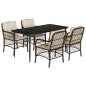 vidaXL 5-tlg. Garten-Essgruppe mit Kissen Braun Poly Rattan vidaXL 5-tlg. Garten-Essgruppe mit Kissen Braun Poly Rattan