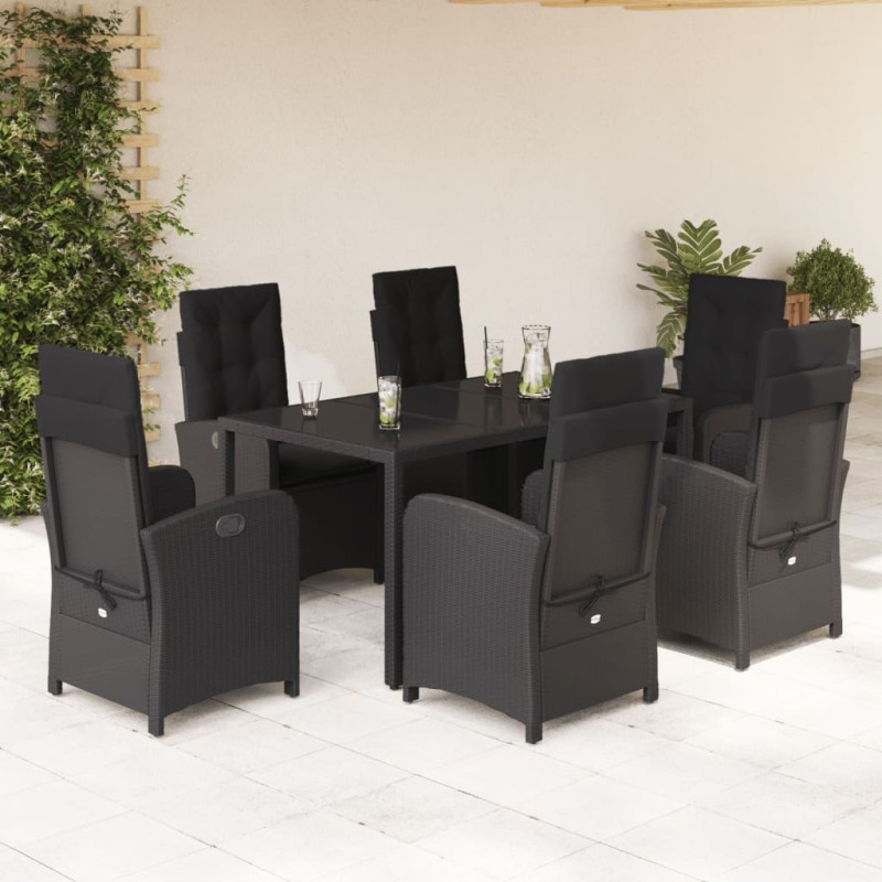 vidaXL 7-tlg. Garten-Essgruppe mit Kissen Schwarz Poly Rattan vidaXL 7-tlg. Garten-Essgruppe mit Kissen Schwarz Poly Rattan