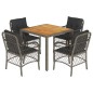 vidaXL 5-tlg. Garten-Essgruppe mit Kissen Grau Poly Rattan vidaXL 5-tlg. Garten-Essgruppe mit Kissen Grau Poly Rattan