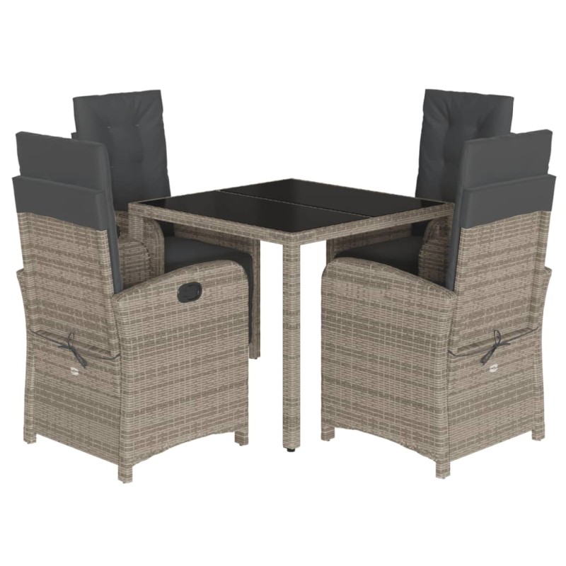 vidaXL 5-tlg. Garten-Essgruppe mit Kissen Grau Poly Rattan vidaXL 5-tlg. Garten-Essgruppe mit Kissen Grau Poly Rattan