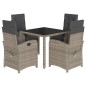 vidaXL 5-tlg. Garten-Essgruppe mit Kissen Grau Poly Rattan vidaXL 5-tlg. Garten-Essgruppe mit Kissen Grau Poly Rattan