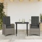 vidaXL 3-tlg. Garten-Essgruppe mit Kissen Grau Poly Rattan vidaXL 3-tlg. Garten-Essgruppe mit Kissen Grau Poly Rattan