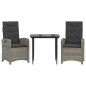 vidaXL 3-tlg. Garten-Essgruppe mit Kissen Grau Poly Rattan vidaXL 3-tlg. Garten-Essgruppe mit Kissen Grau Poly Rattan