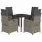 vidaXL 5-tlg. Garten-Essgruppe mit Kissen Grau Poly Rattan vidaXL 5-tlg. Garten-Essgruppe mit Kissen Grau Poly Rattan