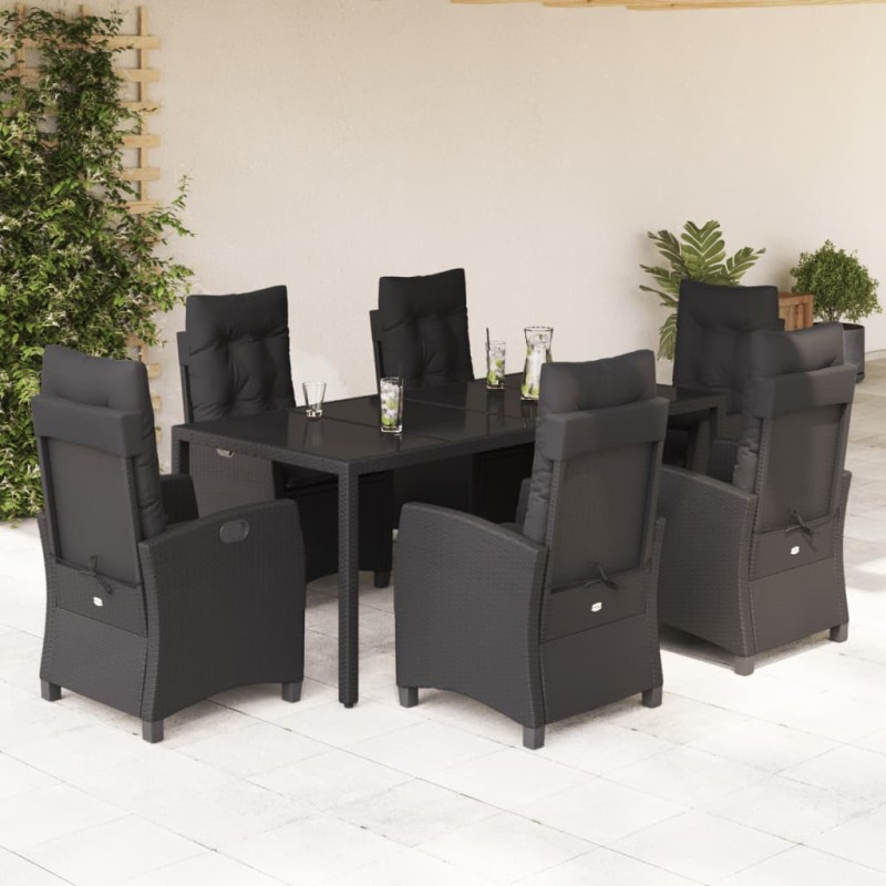 vidaXL 7-tlg. Garten-Essgruppe mit Kissen Schwarz Poly Rattan vidaXL 7-tlg. Garten-Essgruppe mit Kissen Schwarz Poly Rattan