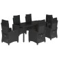 vidaXL 7-tlg. Garten-Essgruppe mit Kissen Schwarz Poly Rattan vidaXL 7-tlg. Garten-Essgruppe mit Kissen Schwarz Poly Rattan