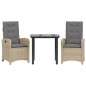 vidaXL 3-tlg. Garten-Essgruppe mit Kissen Beigemischung Poly Rattan vidaXL 3-tlg. Garten-Essgruppe mit Kissen Beigemischung Poly Rattan