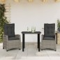 vidaXL 3-tlg. Garten-Essgruppe mit Kissen Grau Poly Rattan vidaXL 3-tlg. Garten-Essgruppe mit Kissen Grau Poly Rattan