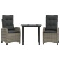 vidaXL 3-tlg. Garten-Essgruppe mit Kissen Grau Poly Rattan vidaXL 3-tlg. Garten-Essgruppe mit Kissen Grau Poly Rattan