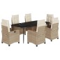 vidaXL 7-tlg. Garten-Essgruppe mit Kissen Beige Poly Rattan vidaXL 7-tlg. Garten-Essgruppe mit Kissen Beige Poly Rattan