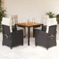 vidaXL 5-tlg. Garten-Essgruppe mit Kissen Schwarz Poly Rattan vidaXL 5-tlg. Garten-Essgruppe mit Kissen Schwarz Poly Rattan