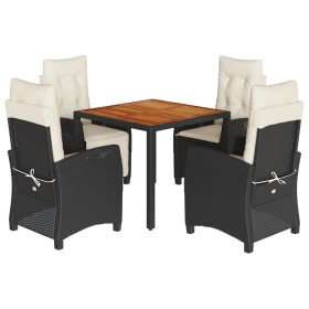 vidaXL 5-tlg. Garten-Essgruppe mit Kissen Schwarz Poly Rattan