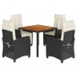 vidaXL 5-tlg. Garten-Essgruppe mit Kissen Schwarz Poly Rattan vidaXL 5-tlg. Garten-Essgruppe mit Kissen Schwarz Poly Rattan