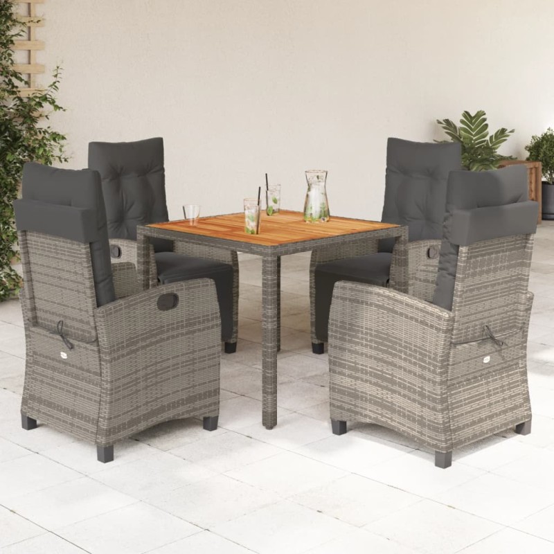 vidaXL 5-tlg. Garten-Essgruppe mit Kissen Grau Poly Rattan vidaXL 5-tlg. Garten-Essgruppe mit Kissen Grau Poly Rattan