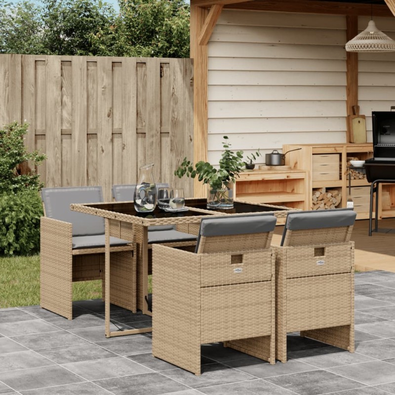 vidaXL 5-tlg. Garten-Essgruppe mit Kissen Beigemischung Poly Rattan vidaXL 5-tlg. Garten-Essgruppe mit Kissen Beigemischung Poly Rattan