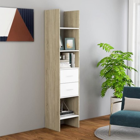 vidaXL Bücherregal Weiß Sonoma-Eiche 40x35x180 cm Holzwerkstoff