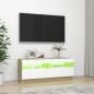 vidaXL TV-Schrank mit LED-Leuchten Weiß Sonoma-Eiche 100x35x40 cm vidaXL TV-Schrank mit LED-Leuchten Weiß Sonoma-Eiche 100x35x40 cm
