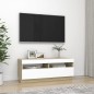 vidaXL TV-Schrank mit LED-Leuchten Weiß Sonoma-Eiche 100x35x40 cm vidaXL TV-Schrank mit LED-Leuchten Weiß Sonoma-Eiche 100x35x40 cm