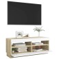 vidaXL TV-Schrank mit LED-Leuchten Weiß Sonoma-Eiche 100x35x40 cm vidaXL TV-Schrank mit LED-Leuchten Weiß Sonoma-Eiche 100x35x40 cm