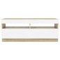 vidaXL TV-Schrank mit LED-Leuchten Weiß Sonoma-Eiche 100x35x40 cm vidaXL TV-Schrank mit LED-Leuchten Weiß Sonoma-Eiche 100x35x40 cm