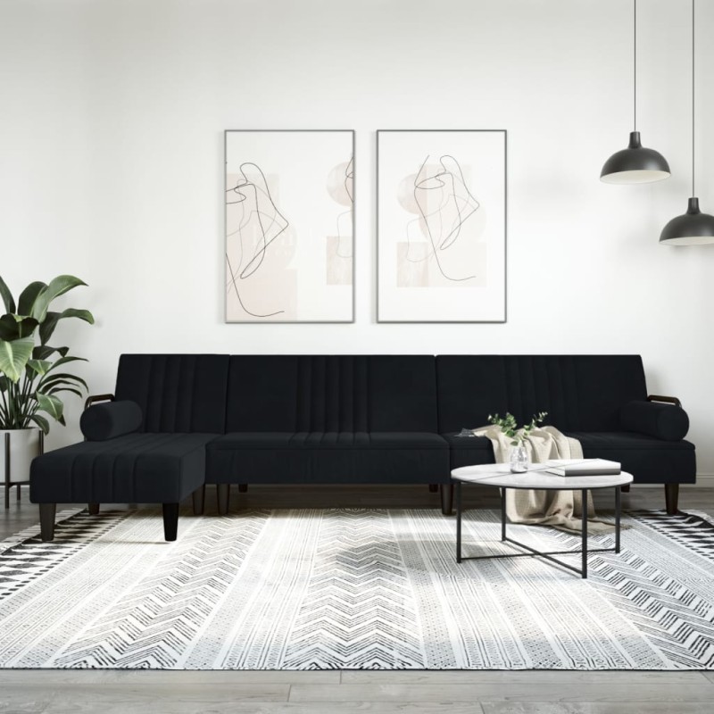 vidaXL Schlafsofa in L-Form Schwarz 260x140x70 cm Samt vidaXL Schlafsofa in L-Form Schwarz 260x140x70 cm Samt