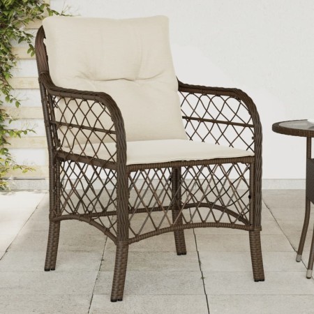 vidaXL Gartenstühle mit Kissen 2 Stk. Braun Poly Rattan