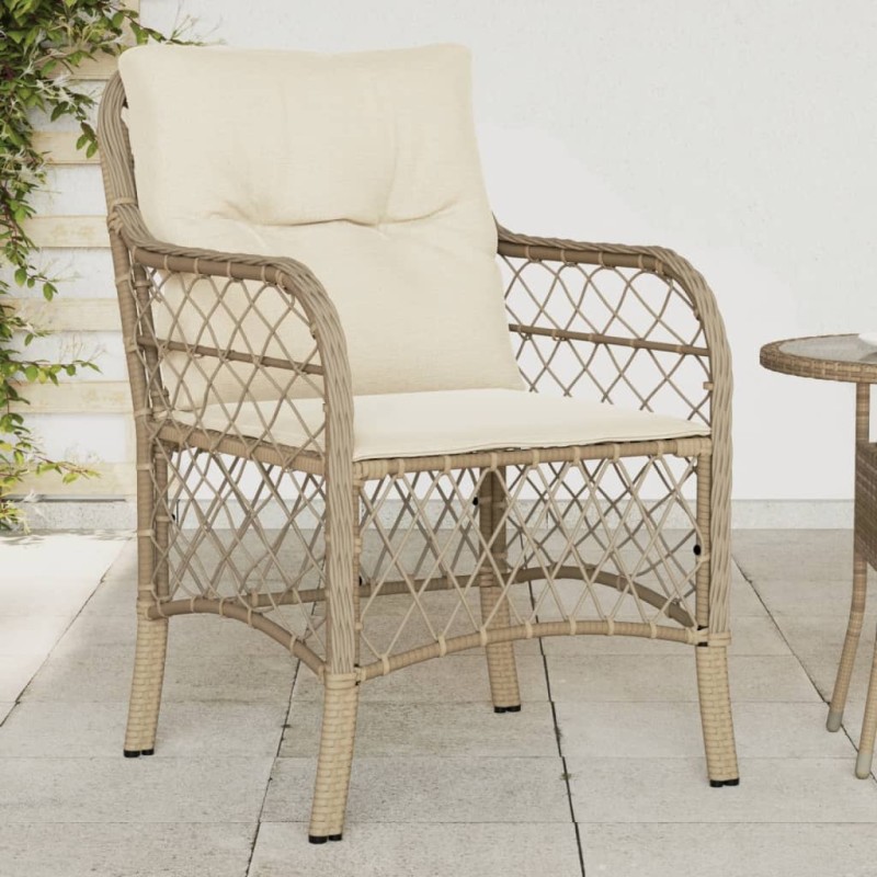 vidaXL Gartenstühle mit Kissen 2 Stk. Beige Poly Rattan vidaXL Gartenstühle mit Kissen 2 Stk. Beige Poly Rattan